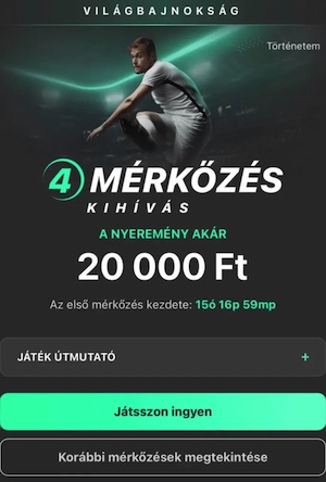 4 mérkőzés kihívás a bet365-nél