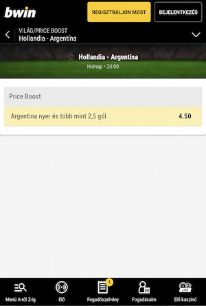 Bwin Price Boost: Hollandia - Argentína