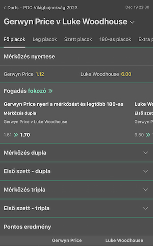 Bet365 darts vb fogadás fokozók