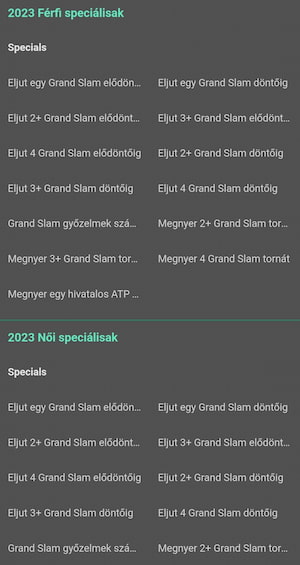 bet365: 2023-as tenisz speciális fogadási ajánlatok