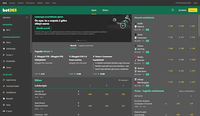 Bet365 kezdőoldal