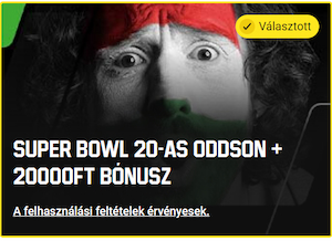 Unibet 20-as odds a Super Bowlra.