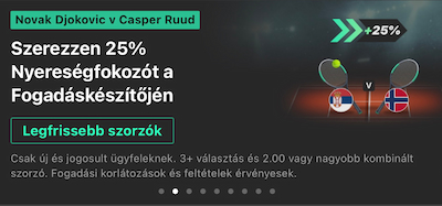 Bet365 nyereségfokozó Djokovic-Ruud mérkőzésre.