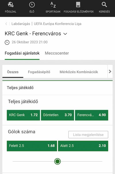Genk-Ferencváros - Unibet fogadás