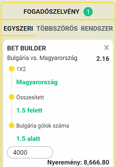 FezBet szelvény - Bulgária-Magyarország
