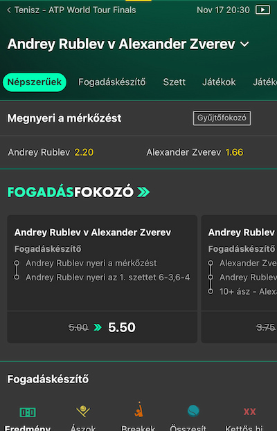 Rublev-Zverev - bet365