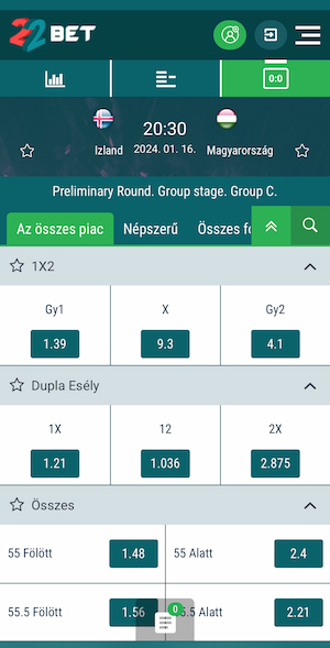 22bet - Izland-Magyarország