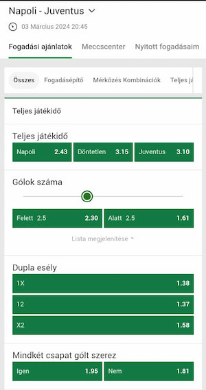 Napoli-Juve derbi, Unibet