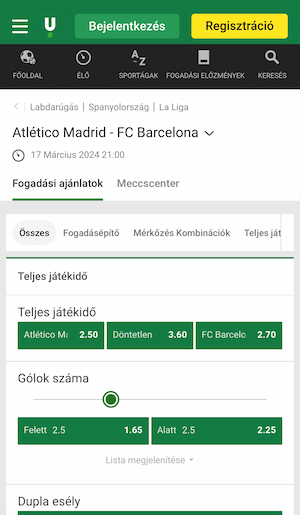 Unibet - Atletico-Barcelona tippek