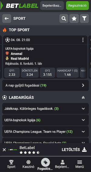 BetLabel fogadás
